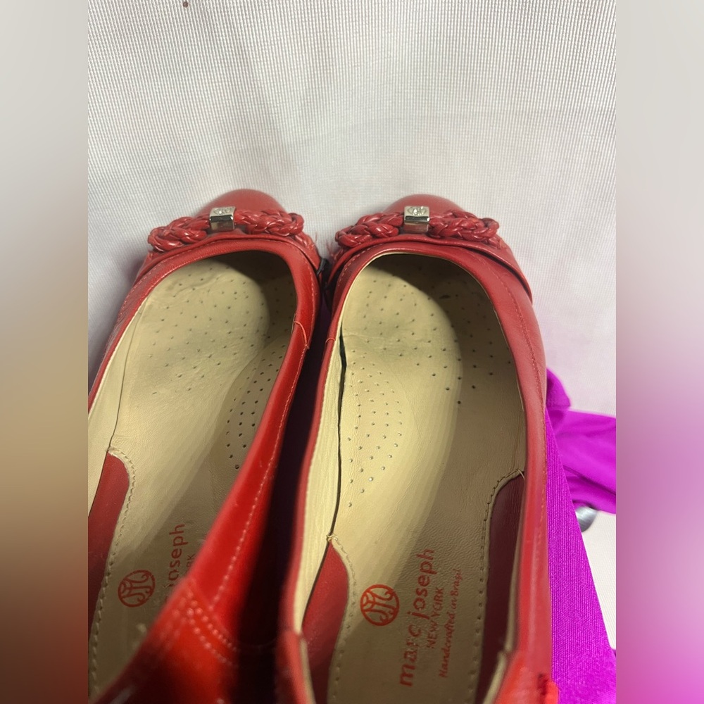 Marc Joseph Women's Red Flats with Braided Accent - Picture 3 of 12